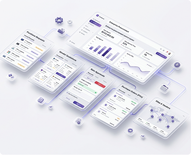 BLD Track enterprise procurement modules connected in one platform
